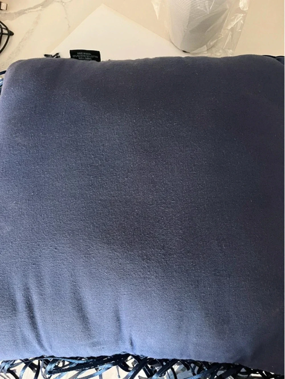 Cynthia Rowley Metallic Navy Blue Fringe Square Pillow Insert 16” Decor